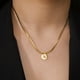 thumbnail image 2 of Skyrim A-Z Initial Letter Round Pendant Necklace Women Stainless Steel Snake Chain Choker Alphabet Jewelry Mother's Day GiftR&40-45cm Gao Jinjia LED, 2 of 2