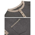thumbnail image 6 of WTOBBY Men's Raglan Sleeve Henley Top with Button Lapel, Colored Cotton Fabric, and Four-Button Front for Base Layer Casual Wear Comfort Fit Long Sleeve Shirt ,Dark Gray M, 6 of 6