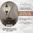 thumbnail image 4 of DEMMEX Authentic Turkish Lamp, Made in Turkey, Turkish Moroccan Mosaic Table Bedside Lamp, 100% Handcrafted, Antique Brass Color Metal Body and Decorated Metal Base, Gooseneck, 15" (White-Clear), 4 of 7
