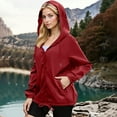 thumbnail image 6 of Wyobmus Women's Lightweight Waterproof Jacket Packable Windbreaker Running Coat Long Sleeve Rain Jacket Outdoor Cycling Hooded Jacket Red, 6 of 9