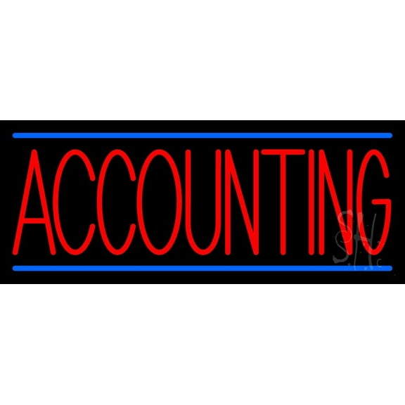 Red Accounting Blue Lines LED Neon Sign 13 x 32 - inches, Black Square Cut Acrylic Backing, with Dimmer - Bright and Premium built indoor LED Neon Sign for Defence Force.