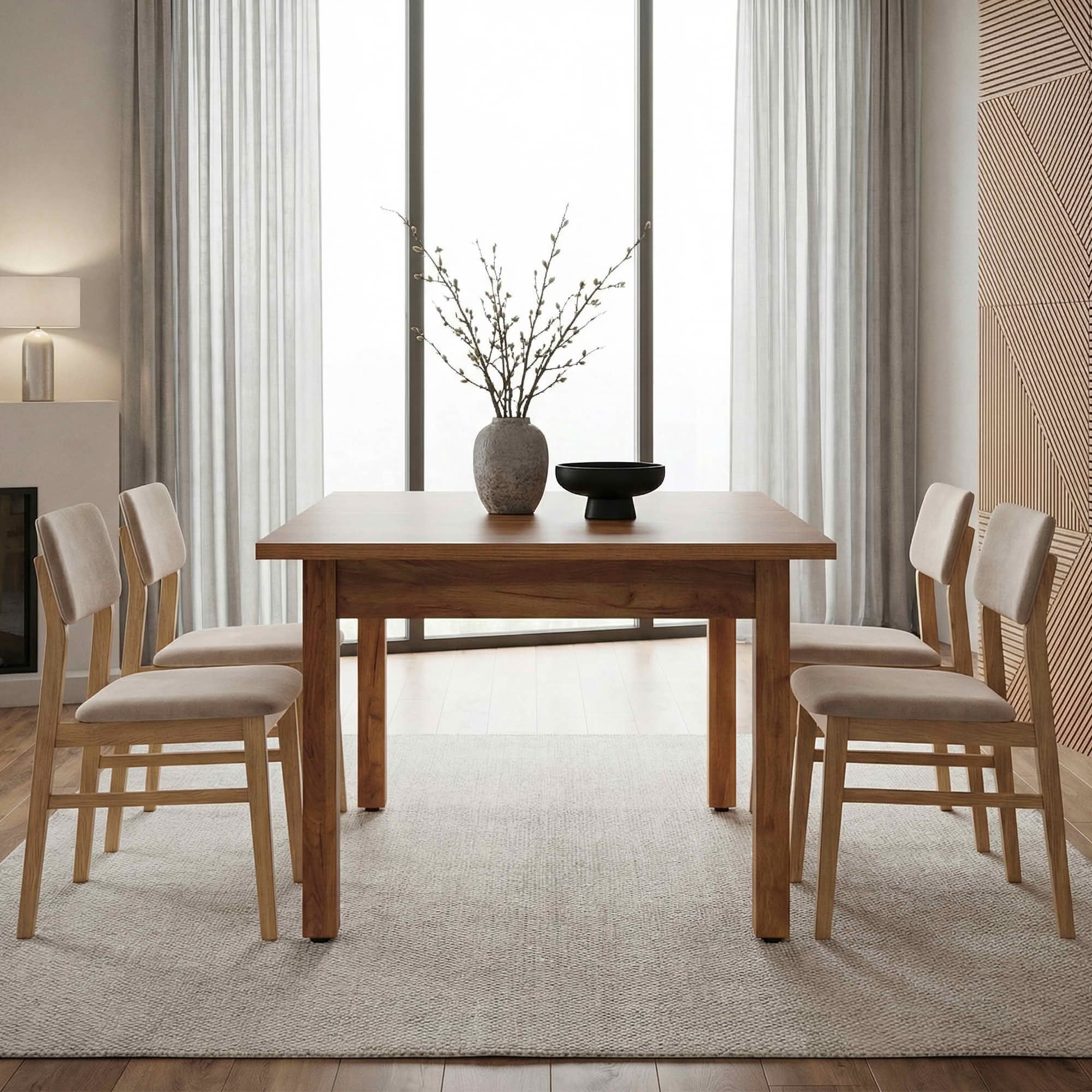 MAYEERTY 39.4" Square Farmhouse Dining Table, Easy Assembly Home Office Desk