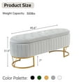 thumbnail image 3 of DRKAT Storage Bench Bedroom Bench, Velvet Oval Upholstered End of Bed Bench with Golden Metal Legs, 46” Modern Tufted Storage Ottoman Bench for Bedroom, Living Room, Entryway, Window, Gray, 3 of 6