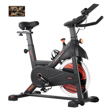VEVOR Exercise Bike, Adjustable Magnetic Resistance Stationary Bike, Indoor Cycling Bike for Home Cardio, Workout Bike with Silent Belt Drive, Comfortable Seat Cushion, LCD Monitor, and Heavy Flywhee