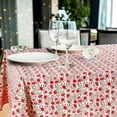thumbnail image 5 of 60'''' x 84'''' Cotton Tablecloth Handmade Cotton Floral Tablecloth Washable Print Rectangle Table Cover with Dust Proof Wrinkle Resistant for Kitchen Dining Party Buffet(Red,Red Garnet), 5 of 7
