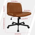 thumbnail image 3 of WIAIO PU Stool Chair with Wheels Hight Adjustable Swivel Vanity Chair for Home Office Desk Chair with Wide Seat,Brown, 3 of 6