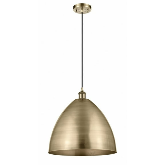 516-1P-AB-MBD-16-AB-LED-Innovations Lighting-Ballston Cone - 1 Light Mini Dome Pendant In Industrial Style-18.75 Inches Tall and 16 Inches Wide