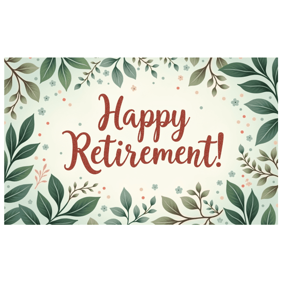 Decorative Design Happy Retirement Banner Leaf Pattern Floral Motif Polyester Material for Office Party Indoor Celebration Outdoor Event