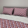 thumbnail image 2 of Geometric Comforter & Sham Bedding Set, Triangles Shaped Squared Mosaic Like Seamless Pattern Art Print, 3 pcs Duvet Set Microfiber Filling Quilt, 5 Sizes, Plum Marigold White, by Ambesonne, 2 of 4