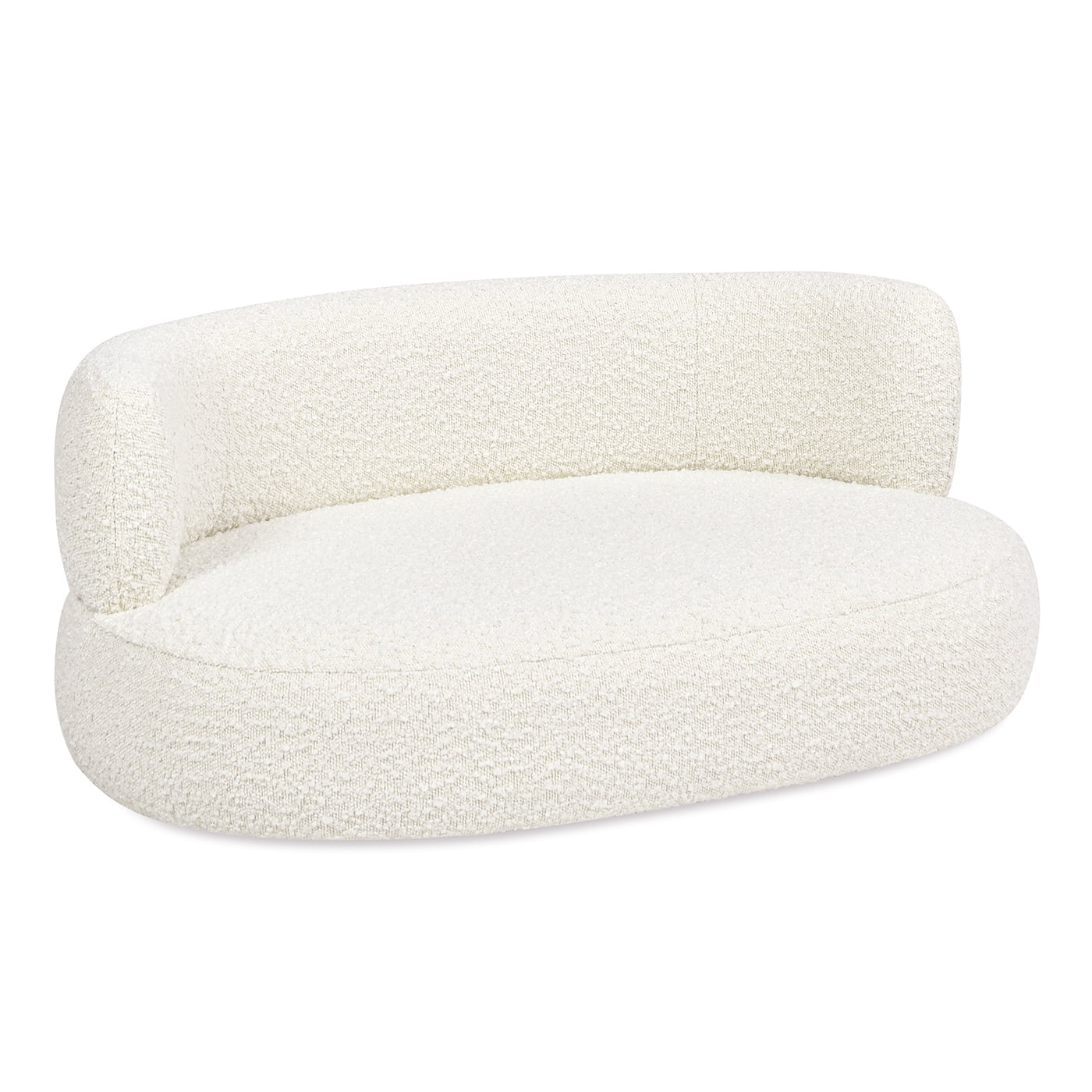36" Curved Dog Sofa Bed, Medium, Ivory White Boucle