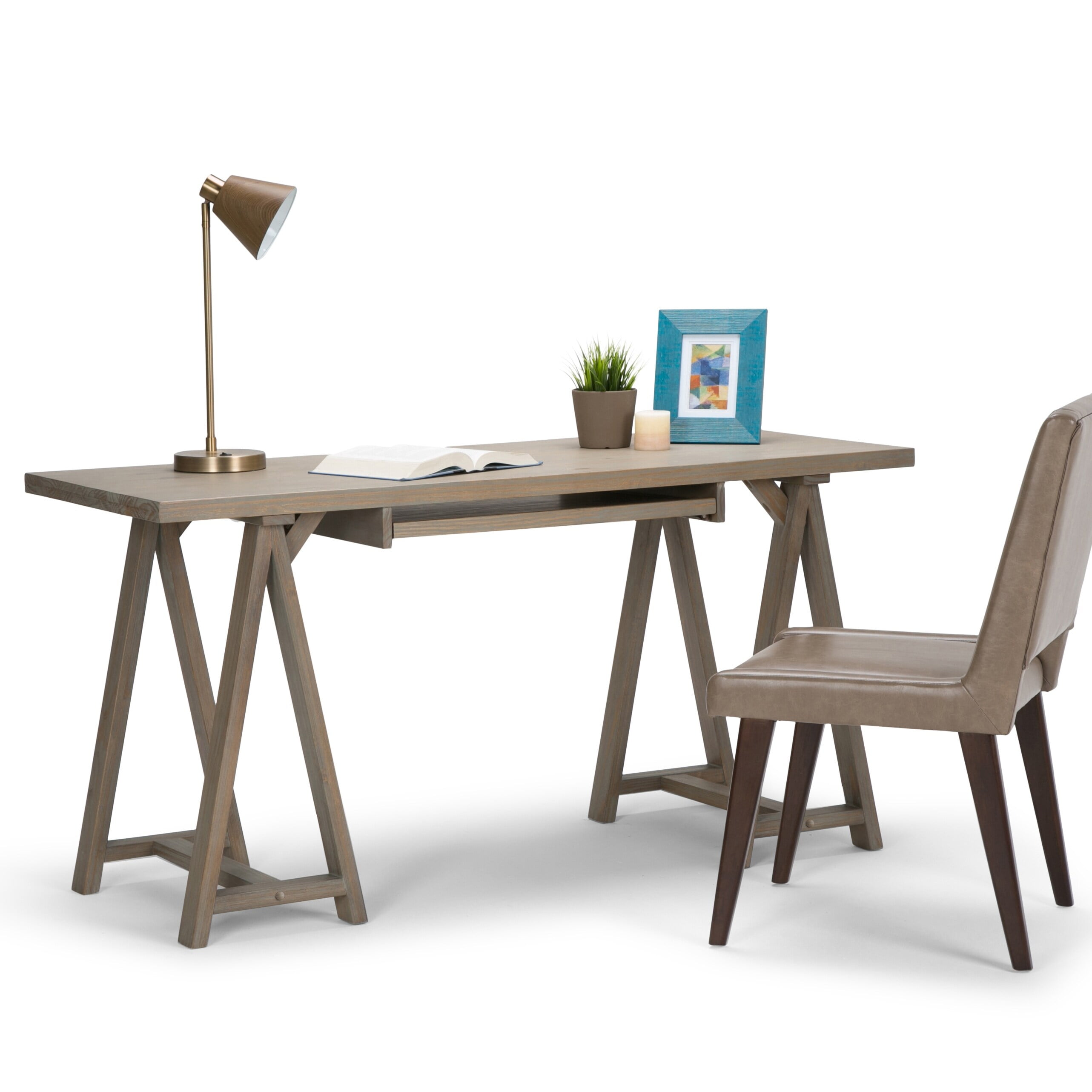 WyndenHall Hawkins SOLID WOOD Modern Industrial 60 inch Wide Writing Office Desk