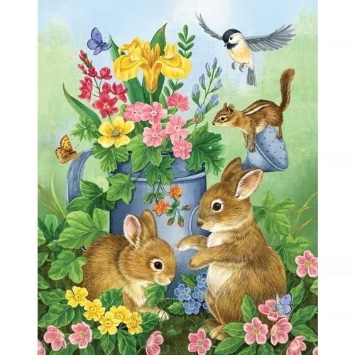 Bits & Pieces 50‑Pc A Touch of Spring Bunny & Flowers Puzzle, 15×19in
