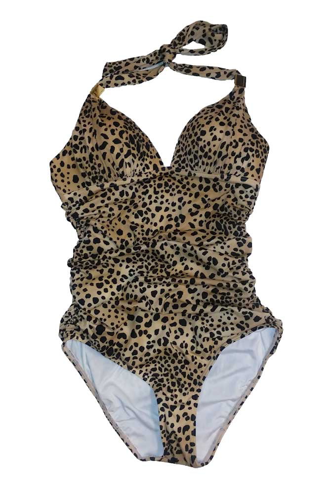 Victoria's Secret One-Piece Halter Ruched Swimsuit Leopard Small ...