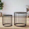 thumbnail image 5 of 2-Pack Solar Powered Nesting Side Table Set, Round Metal Wire Cage End Tables with LED Lights, Matte Black Indoor Outdoor Accent Tables for Patio Balcony Garden, 5 of 10