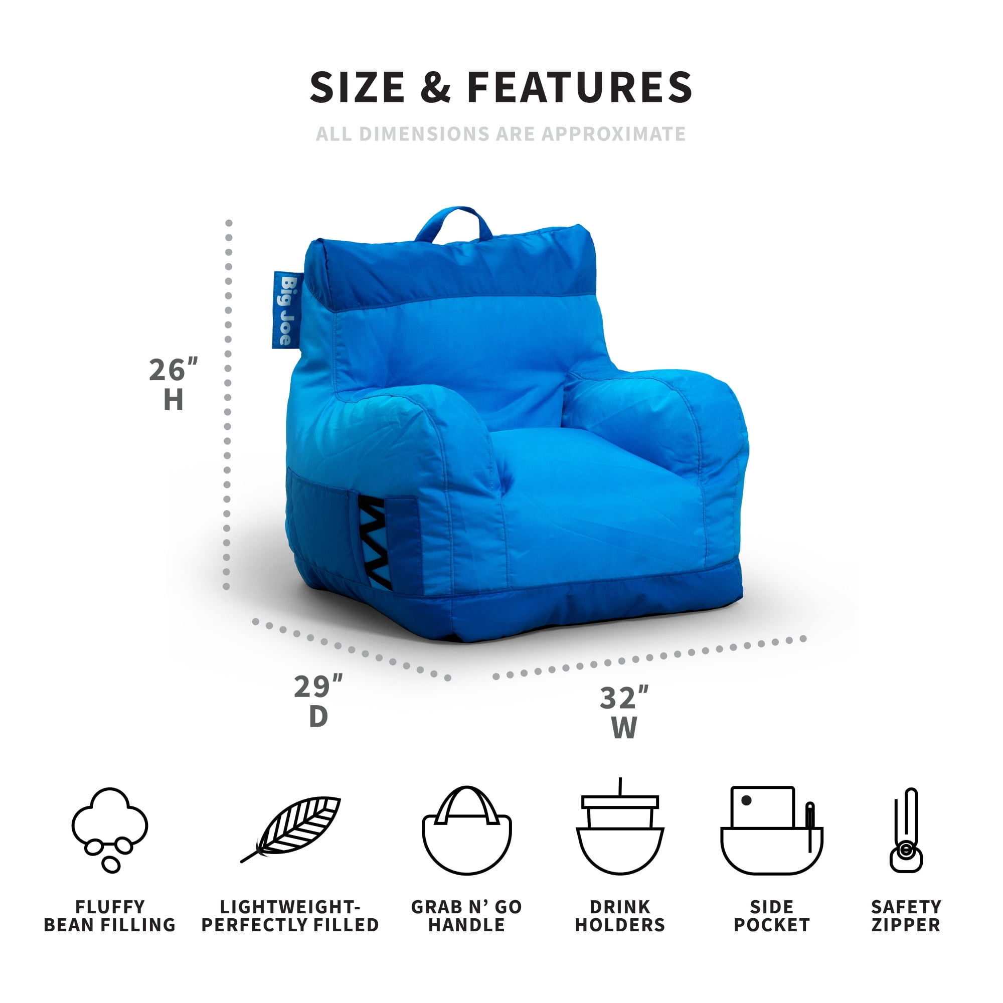 Big joe dorm chair multiple colors 33 inch x 32 inch x 25 inch new arrivals