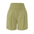 thumbnail image 5 of Fesfesfes Linen Blend High Waist Shorts for Kids Girls 4-14 Years Smocked Casual Summer Shorts Loose Wide Leg Comfortable Playwear(Mint Green,12 Years), 5 of 6