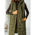 thumbnail image 5 of Women's Hooded Quilted Puffer Vest - Long Sleeveless Winter Jacket with Button Front & Pockets, 5 of 7