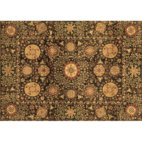 Ahgly Company Indoor Rectangle Abstract Brown Modern Area Rugs, 7' x 10'