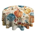 thumbnail image 4 of Fall Pumpkins Leaves Pattern Round Tablecloth 60" X 60",Wrinkle Wipeable Table Cloth for Kitchen Dining Room Picnic Patio Party, 4 of 6