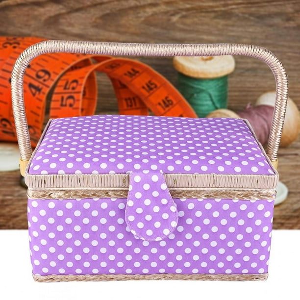 Sewing Box, Portable Wooden Sewing Basket, Organizer Tray