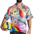 thumbnail image 4 of Robot Unicorn Attack Men's Short Sleeve Poplin Shirt, Casual Printed Button Down, Summer Beach Hawaiian Shirts, Unisex, 4 of 6