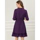 thumbnail image 5 of Vestido Corto Allegra K de Gasa con Volantes y Manga 3/4 para Mujer Púrpura S, 5 of 6