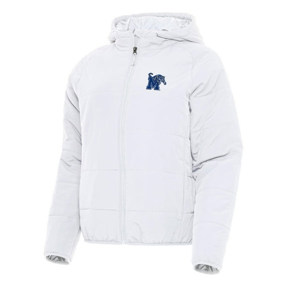 Women's Antigua White Memphis Tigers Universe Full-Zip Puffer Jacket