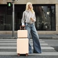 thumbnail image 4 of imerelez 14"/20" 2 pcs/set in ABS Spinner Wheel Luggage, with Combination Lock,14" Cosmetic Case (Beige), 4 of 8