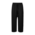 thumbnail image 4 of Women Casual Capris Womens Cotton Pants Casual with Pockets Wide Leg Cropped Pants Casual Pants for Women Summer Decoration Side Button Decorated Fitting Relaxed Fit Crop Wide Leggings Short Pant for, 4 of 5