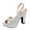 Silver, variant on Women's Platform Heels Outdoor Casual Thick Soled High Heeled Sandals Ankle Strap Open Toe Chunky Slingback Block Glitter Party Dress Shoes Silver Size 9