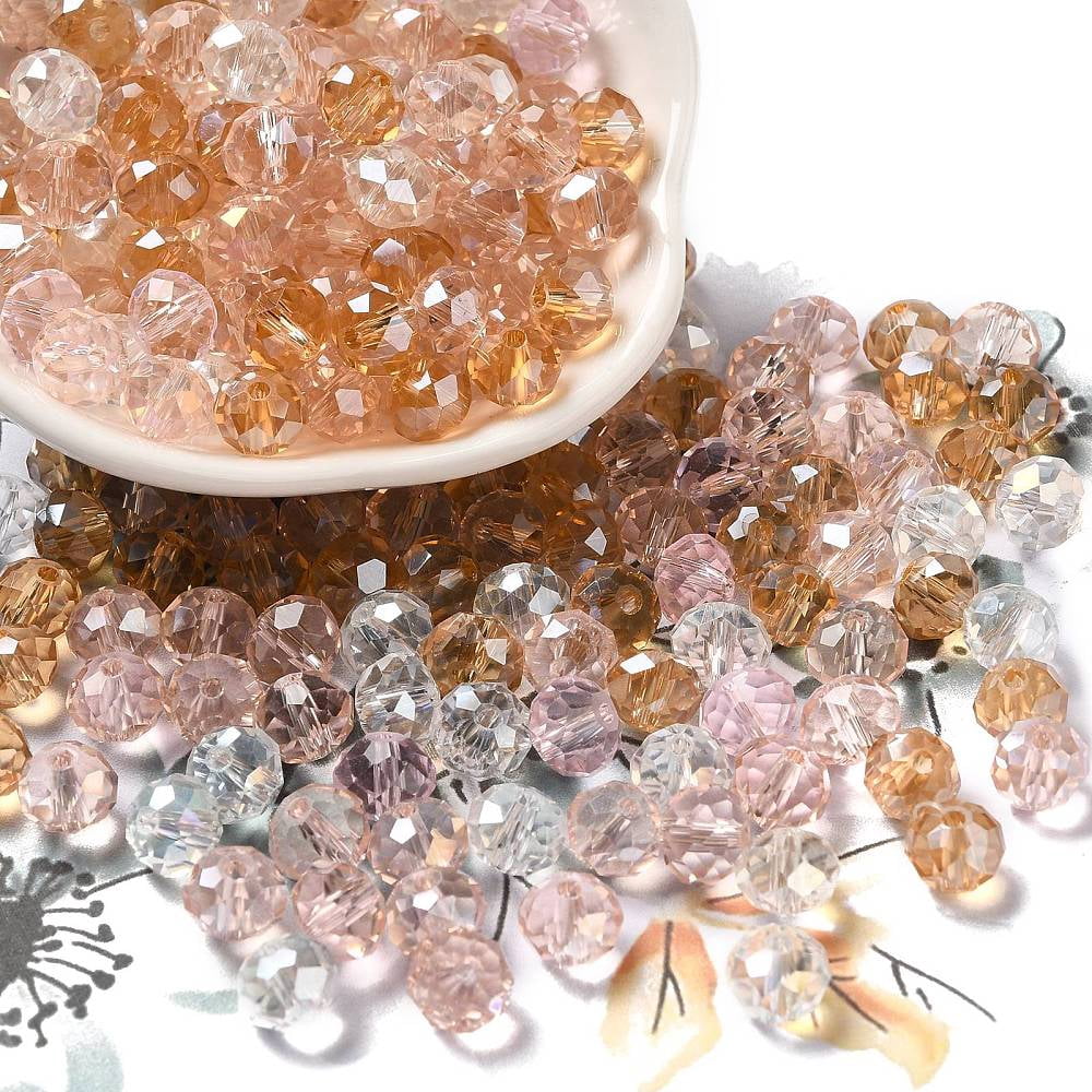 500gs Glass Beads Faceted Rondelle Pearl Pink 8x6mm Hole: 1mm about 1210pcs/500g