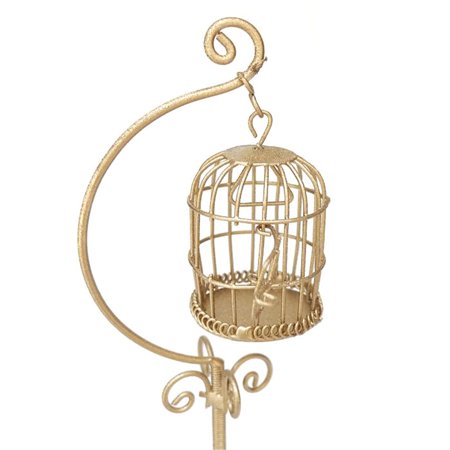 dollhouse accessories cage holder bird metal mini