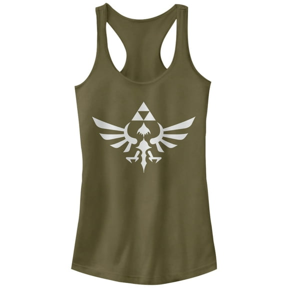 Junior's Nintendo Legend of Zelda Triforce  Racerback Tank Top Military Green Medium