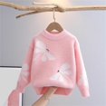 thumbnail image 7 of Little Girls Fuzzy Plush Dragonfly Pearl Beaded Sweater Long Sleeve Crew Neck Holiday Soft Fall Winter Kids Pullover Pink 3-4 Years, 7 of 7