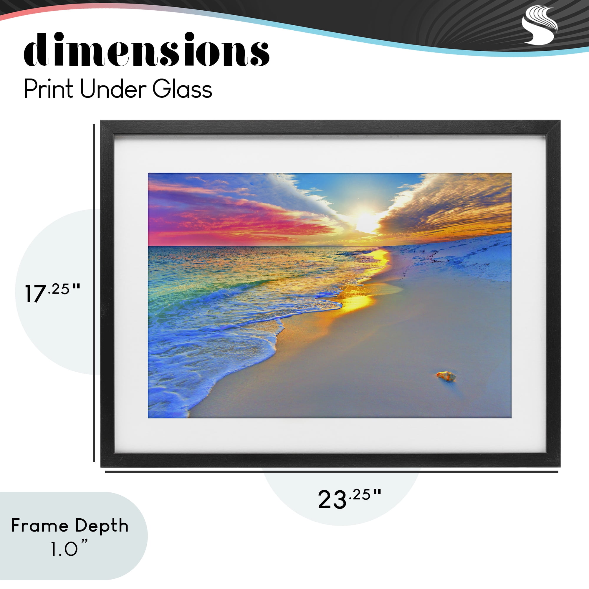 Stupell Industries Prismatic Rainbow Sunset Beach Black Framed Print Under Glass, design by Eszra Tanner