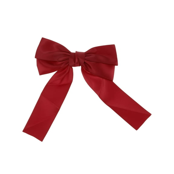 Unique Bargains 1 Pc Solid Bow Ribbon Duckbill Hair Clips for Home Wine Red