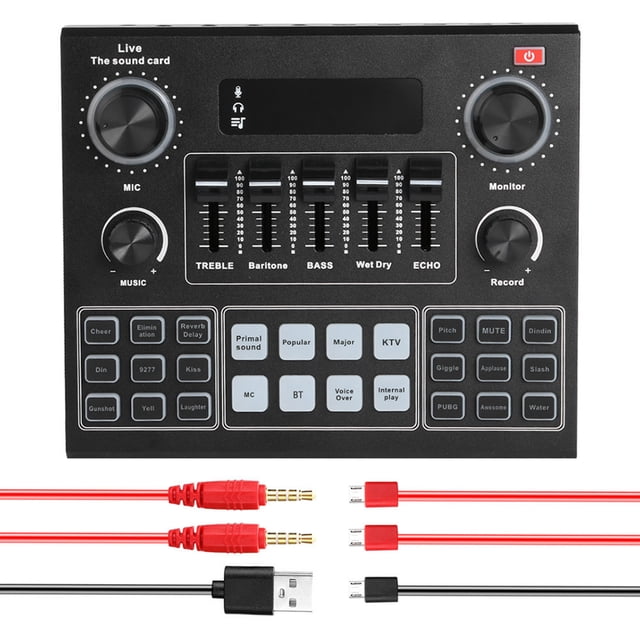 V9 Live Sound Card BT Accompaniment Audio Mixer with Sound Effects Broadcasting Recording Network Singing on Phones Laptop