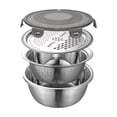 thumbnail image 2 of Stainless Steel Basin Kitchen Multifunctional Vegetable Washing Basin Household Vegetable Washing Grater Basin Soup Basin Four Piece Set, 2 of 6