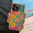 thumbnail image 6 of Case for iPhone 12 iPhone 12 Pro, Retro Colorful Geometric Flower Vintage C Design Hybrid Dual Protection Soft TPU Hard PC Shockproof Anti-Scratch Cover Men Women Stylish Protective Phone Case, 6 of 6