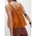 thumbnail image 6 of Women Lace Trim Tank Tops Y2k Tie Front Semi Sheer Crop Vest Cute Sleeveless Scoop Neck Flowy Shirt Light Brown M, 6 of 7
