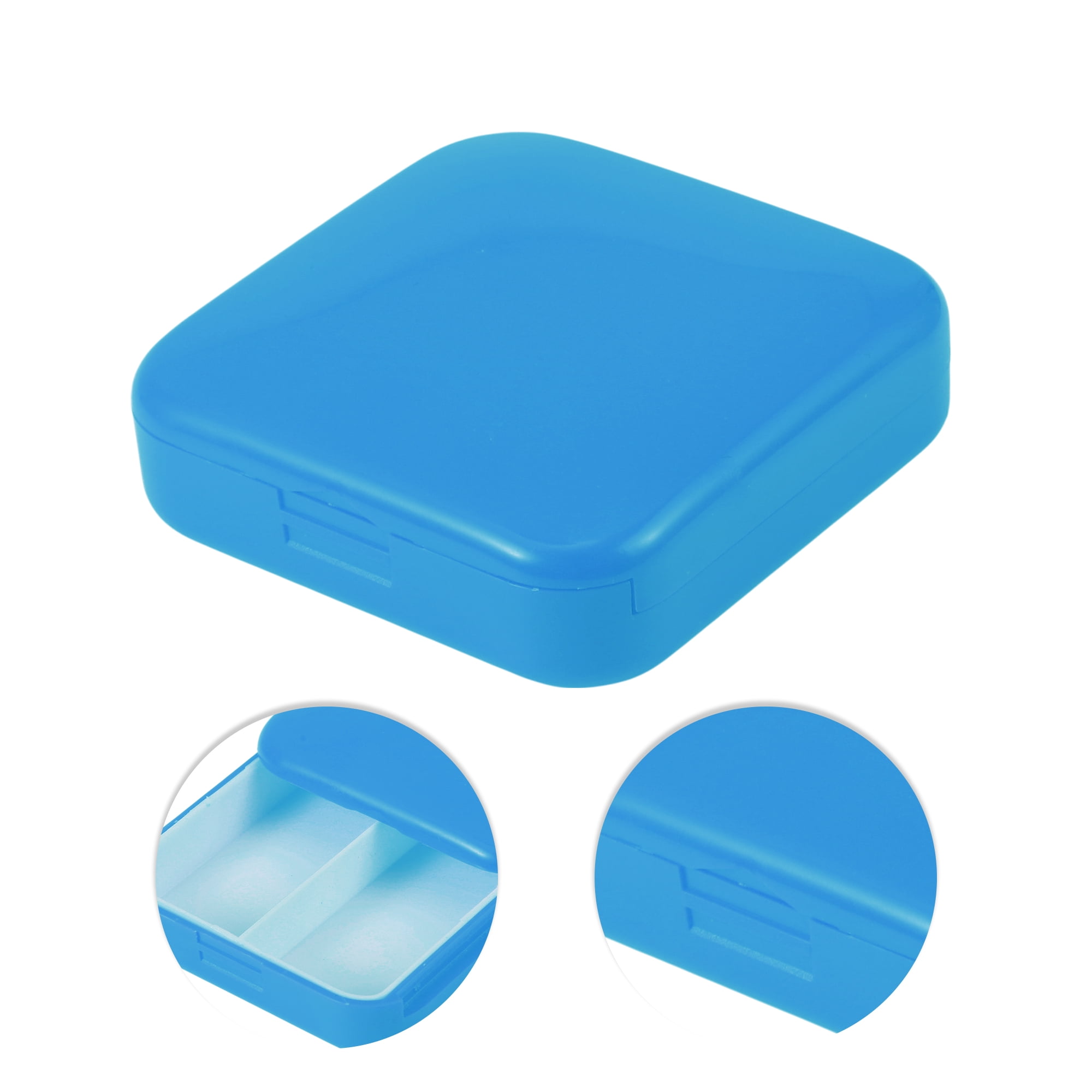 Unique Bargains Durable Square 2 Compartment Pill Case Blue