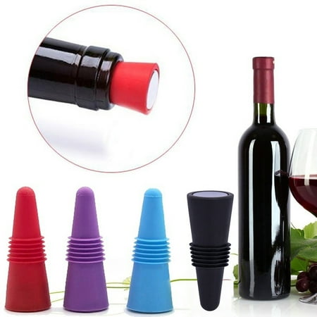 

Naturegr 4Pcs Wine Bottle Stopper Reusable Silicone Beverage Corks Saver Sealer Wine Preserver Wine Toppers Stopper 4colors