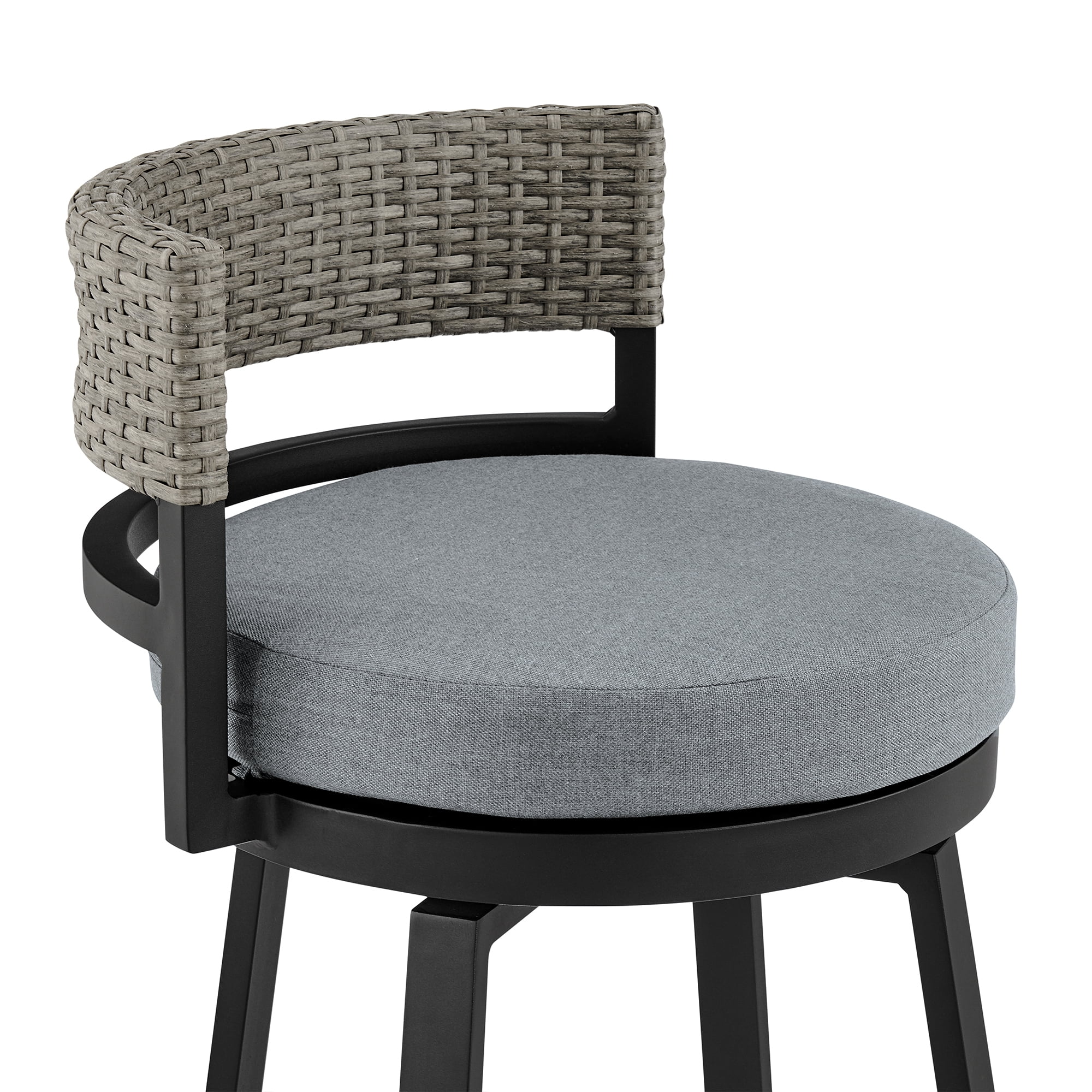 Armen Living Encinitas 30" Aluminum Outdoor Swivel Bar Stool in Dark Gray/Black