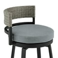 thumbnail image 6 of Armen Living Encinitas Outdoor Patio Swivel Bar Stool in Aluminum and Wicker with Grey Cushions, 6 of 12