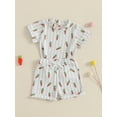 thumbnail image 4 of Baby Toddler Boys Easter Outfits 3 6 12 18 24 Months 2T 3T Carrot Stripe Print Short Sleeves T-Shirt and Elastic Shorts Set for 2 Piece Clothes Set, 4 of 9