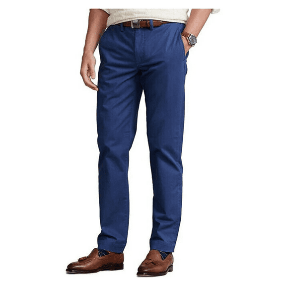 Polo Ralph Lauren Straight-Fit Flat-Front Stretch Twill Chino Pants, Navy 38X32