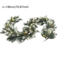 thumbnail image 3 of Pre Lit Snow Flocked Christmas Garland 5.9 ft, Warm White LED Artificial Pine Garland for Indoor Outdoor Decor, Frosted Winter Garland for Mantel, Staircase, Fireplace, Door, and Porch, 3 of 5