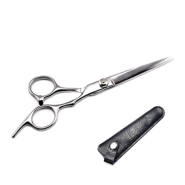 Tijeras profesionales para cortar el cabello de 6,5 pulgadas, de acero inoxidable, afiladas como navajas, con estuche de cuero.