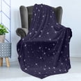 thumbnail image 4 of Space Soft Flannel Fleece Throw Blanket, Night Sky Stars Romantic Cosmos Themed Image Dotted Background Constellation, Cozy Plush for Indoor and Outdoor Use, 50" x 70", Purple White, by Ambesonne, 4 of 5