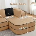 thumbnail image 4 of 77.2" Teddy Fabric, No Assembly, 32D High Density Sponge Boneless Sofa, Fluffy Comfy Couch with Double Chaises, Sleeper Sofa, Contrast Color Design, Symmetrical Aesthetics for Living Room (Grey), 4 of 11
